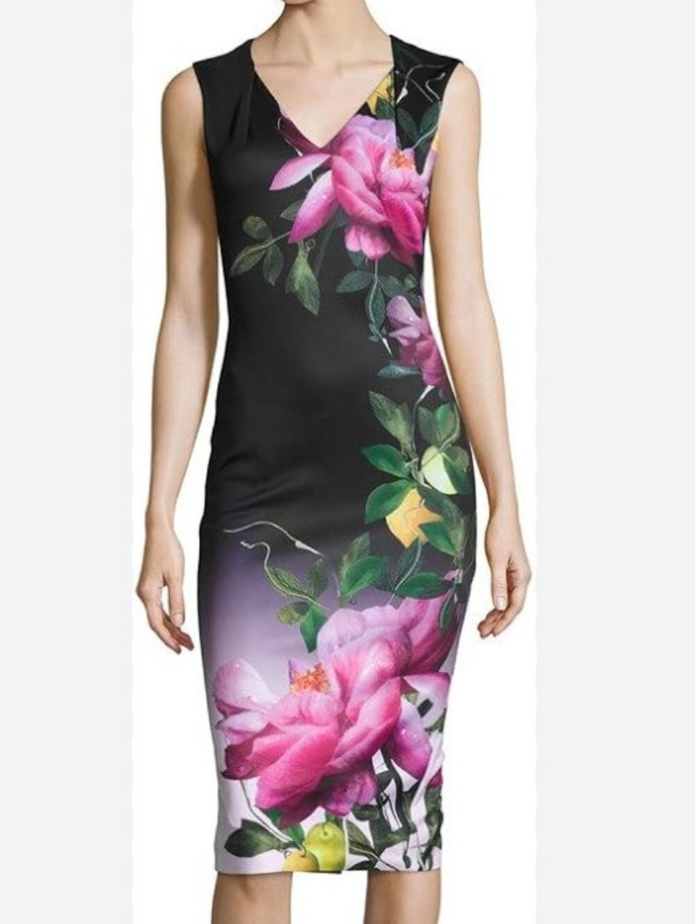 Ted Baker Oldiva Citrus Bloom Floral Bodycon Midi Dress Size 3 (US 8-10)